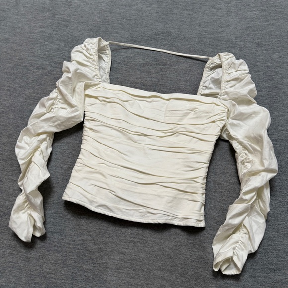 Reformation sz 4 Joi Top Smocked Zip Back - Picture 4 of 8